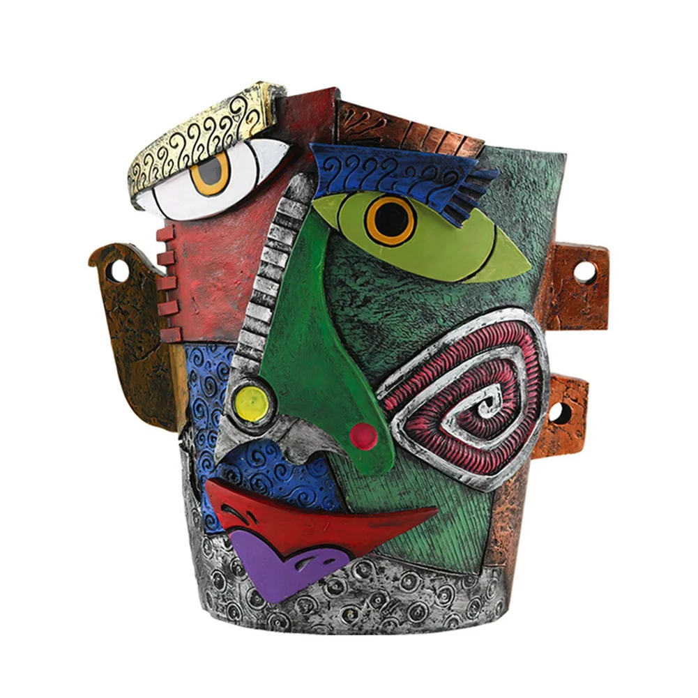 أواني النباتات داخلي الوجه الفن مجردة الراتنج الزهرية مضحك الزهرية ديكور زهرة الديكور-AT36