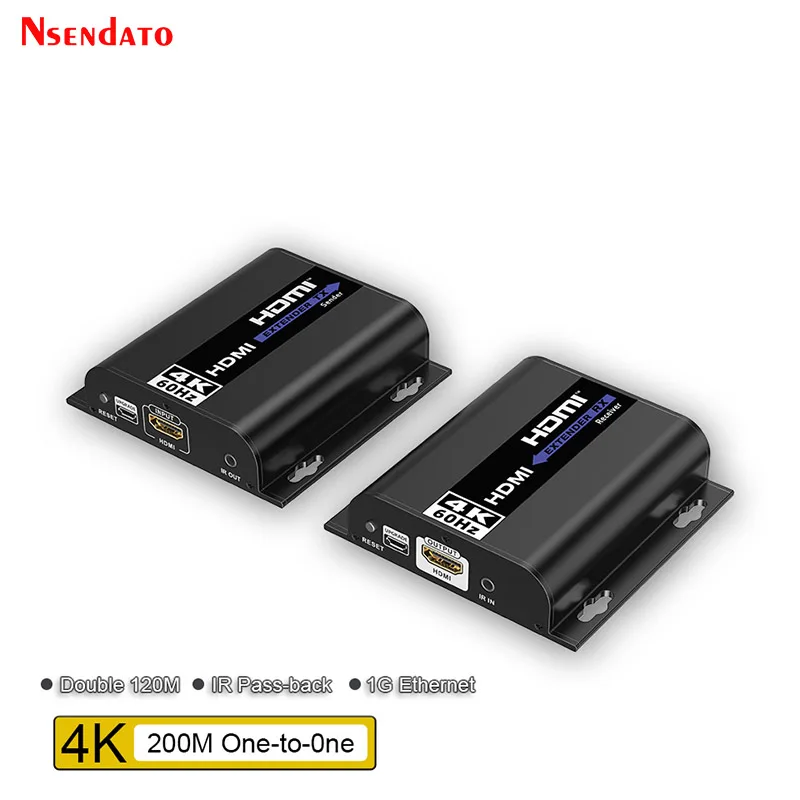 

LKV483 4K@60Hz 120M HDM Extender over IP Cat 5/5E/6 HDMI Video Audio Transmitter and Receiver Kit With IR Romote for PC TV Box