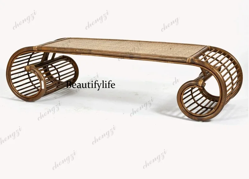 Tatami tea table Zen Japanese rattan small table, bay window coffee table sitting on the floor