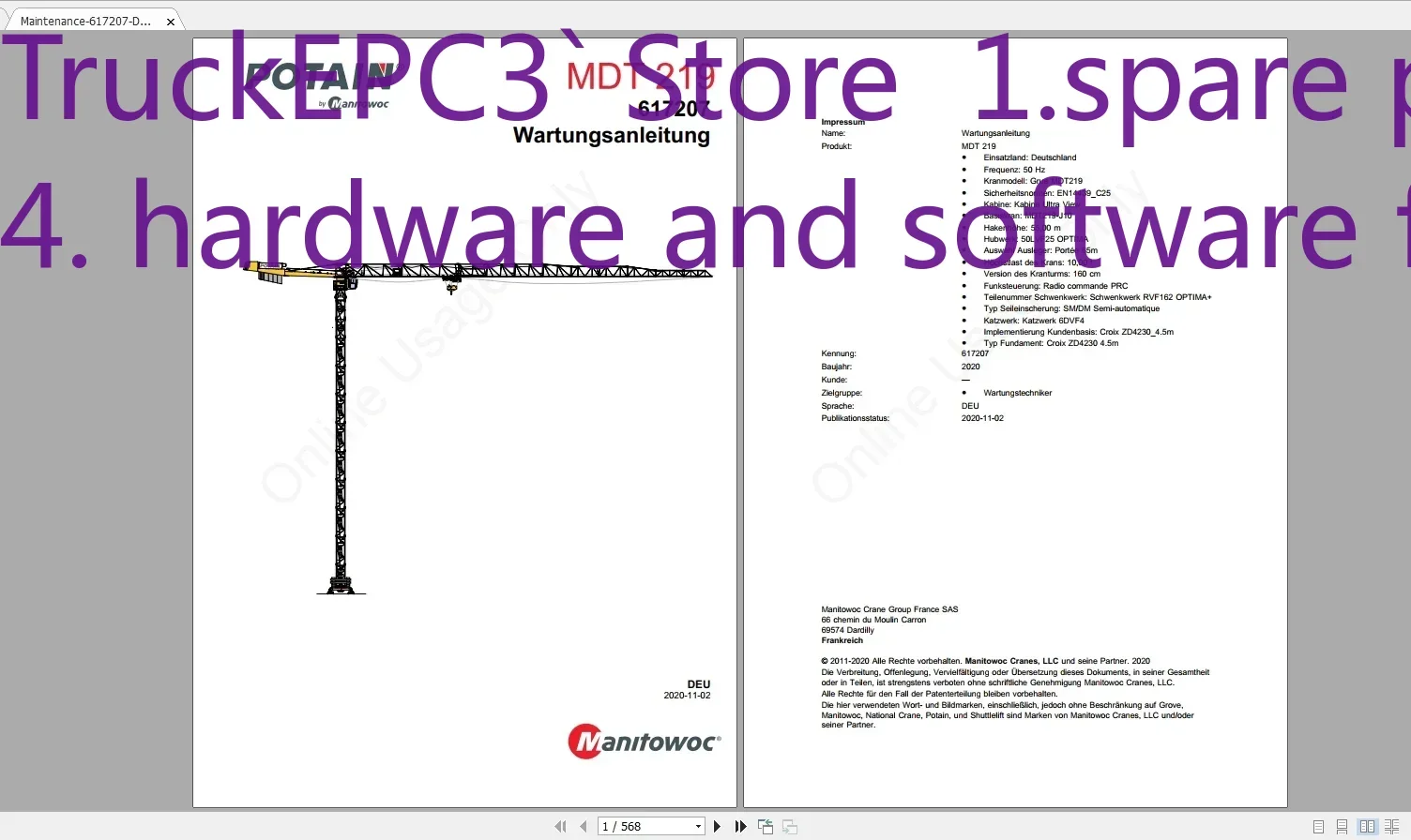 

TruckEPC3 Manitowoc Potain Tower Cranes Все модели Обновленные 01.2021 Руководства DE PDF DVD