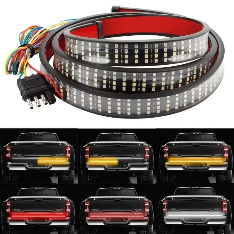 12V 48/60 Inch Car Brake Turn Light Warning Signal Lamp Flexible LED Strip Rear Tail Running Reverse Double Flash Lights