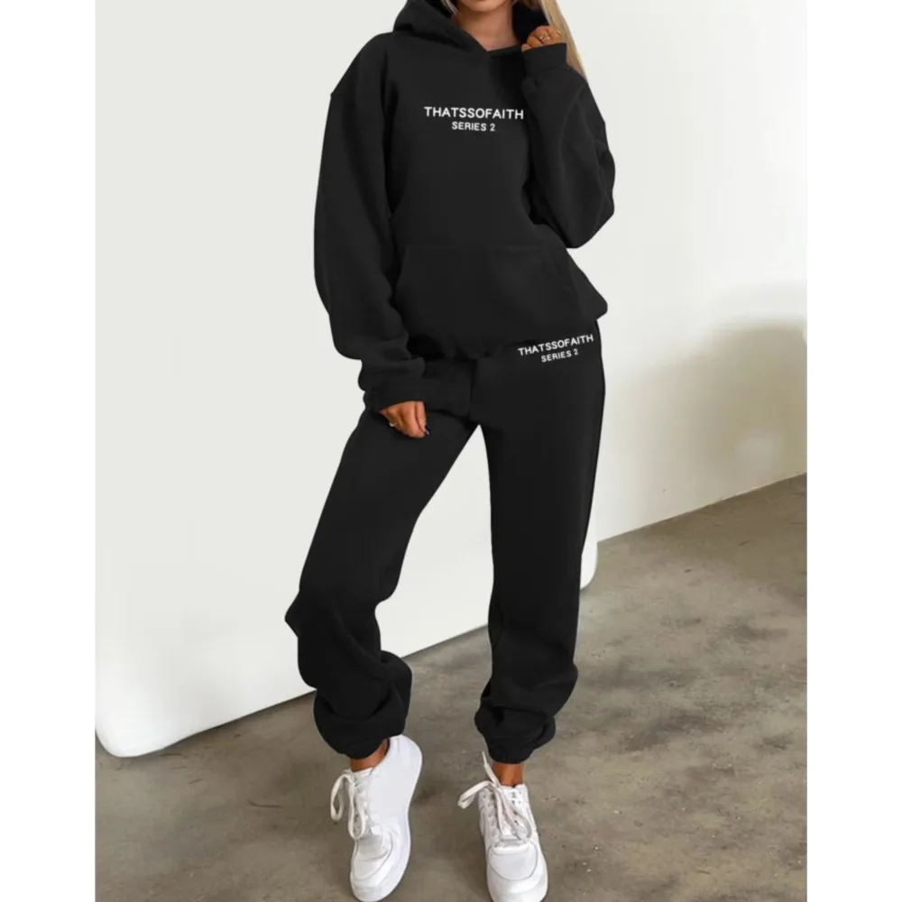Winter Fashion Letter-print Hoodie For Women\'S Set Simple Casual Sports Jogging Pants 2 Piece Set Female 2025