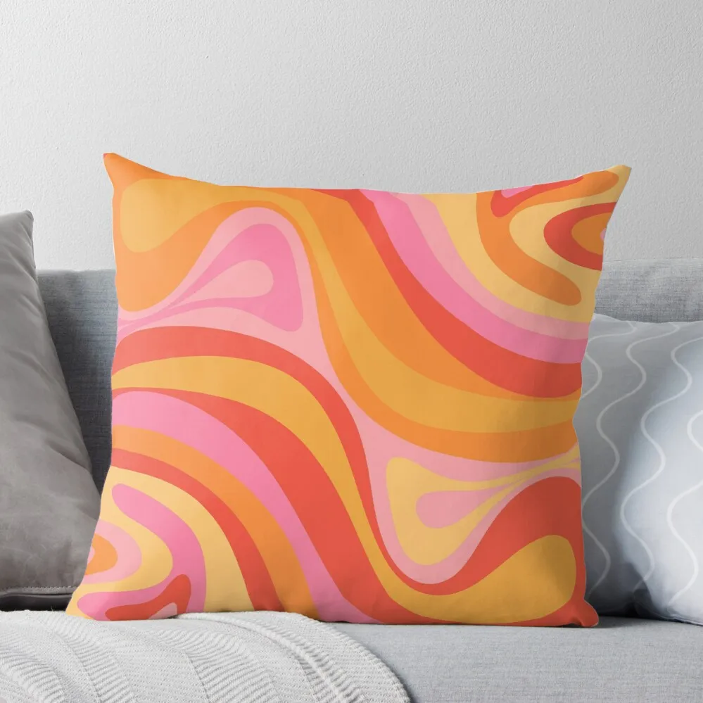 

New Groove Retro Swirl Abstract Pattern Pink Orange Yellow Throw Pillow Pillow Cases sleeping pillows Cushions For Sofa