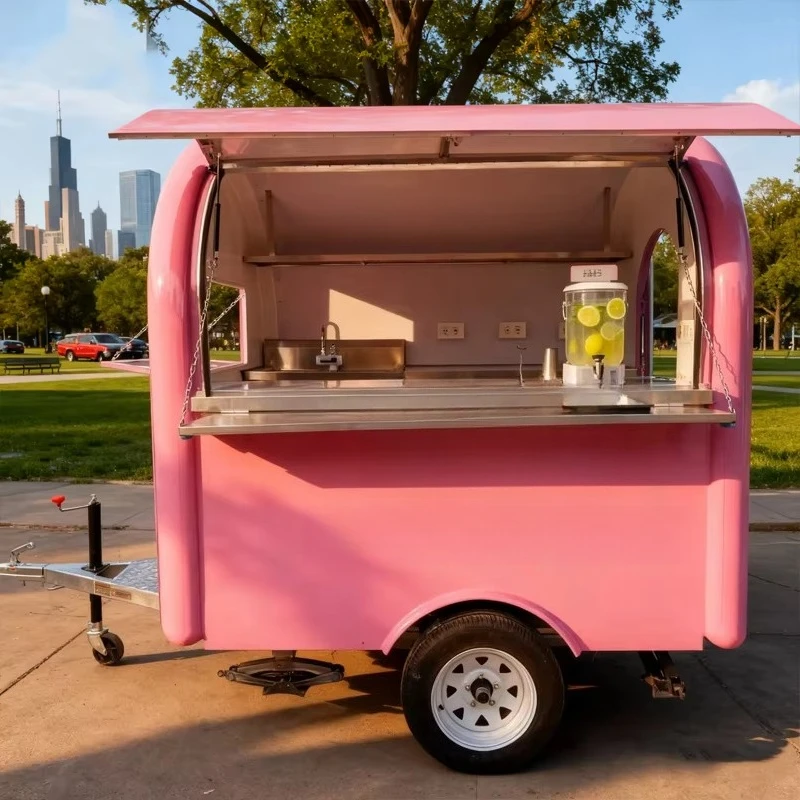 Customized Portable Fiberglass Cute Food Cart Catering Kiosk Trend Bubble Tea Soft Cold Drink Wine Juice Milkshakes For Business