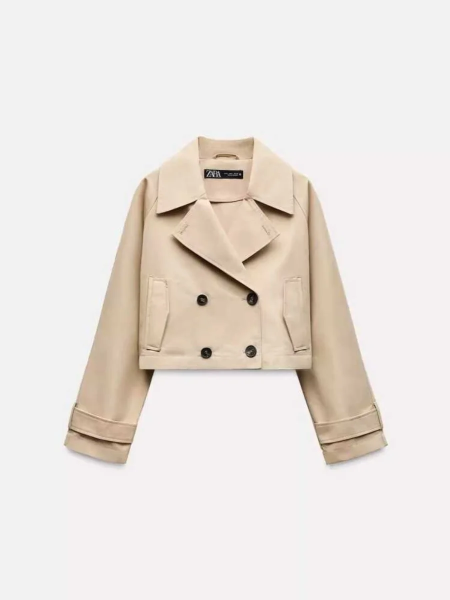 

Ele ort Coat Jaet for Women with Turn-down Collar Long Sve Commuter Sle Outerwear Spring Autumn New Arrival