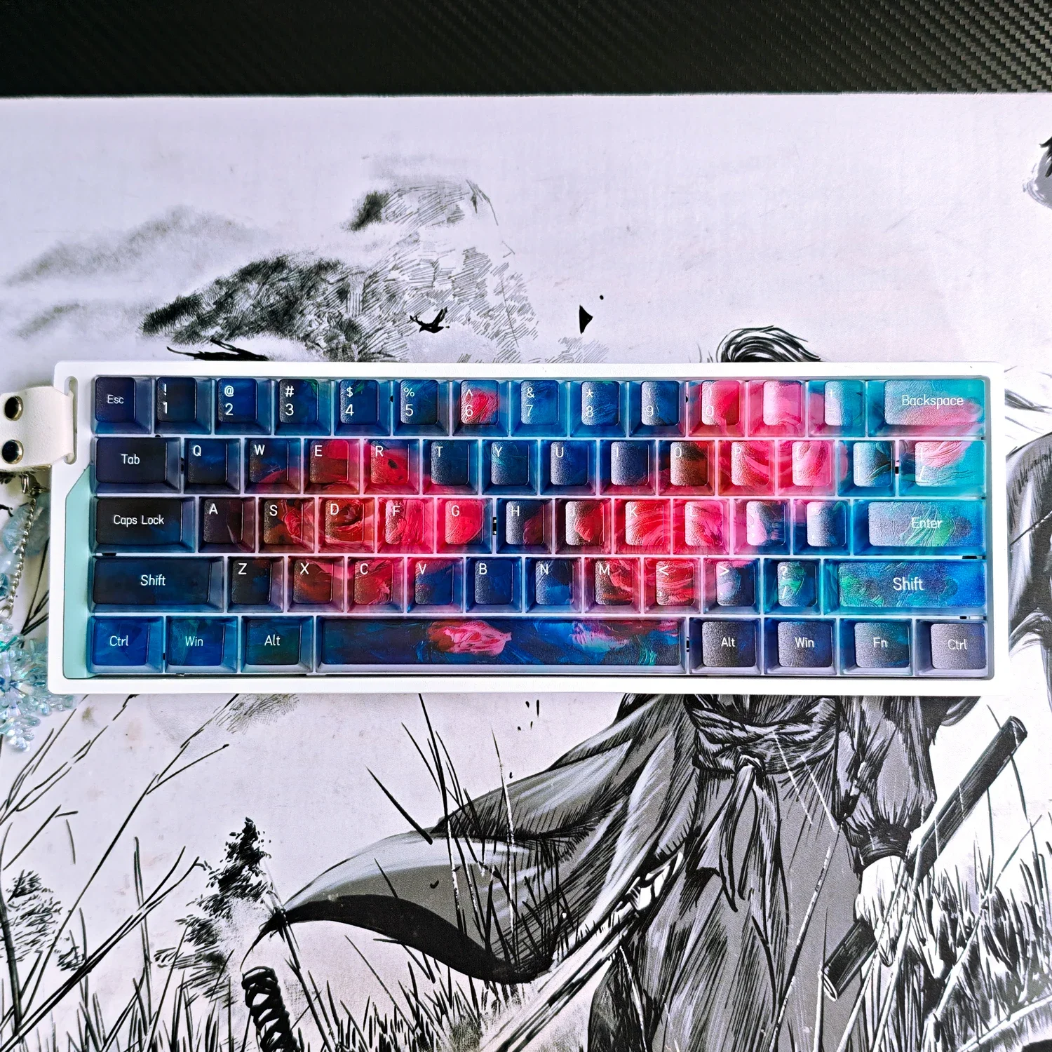 

Oil painting mist through rose 2.0 keycap original height PC material suitable for multi-mechanical keyboard model