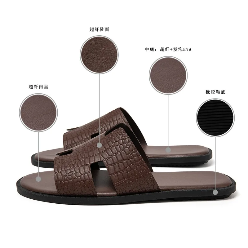 Cross-border big-brand slippers for European market, luxury non-slip portable flat slippers, EU size