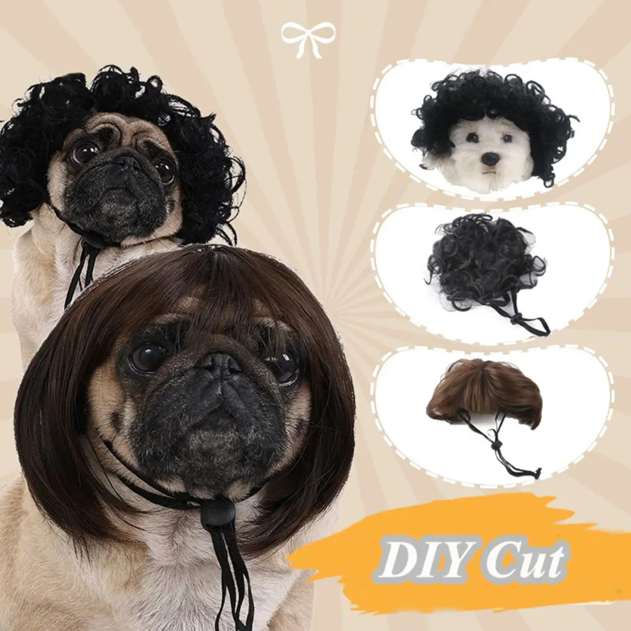 Cat Wig Accessories Dog Headdress Funny Costume Puppy Cosplay Dress Up Cute Pets Hair Set Funny Props Head Accessories