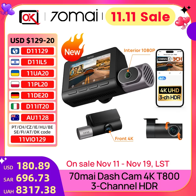 4K Dash Cam with GPS and ADAS