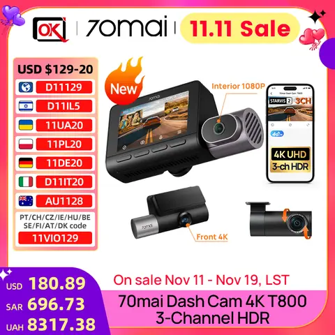 4K Dash Cam with GPS and ADAS 70mai