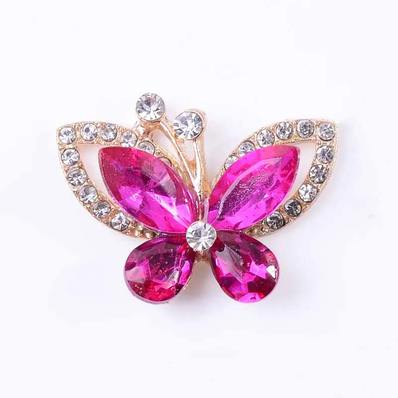 New 10Pcs Metal Mix Resin Colorful Butterflies Flat back rhinestone Appliques DIY Wedding Scrapbook Craft Home Art Decorations