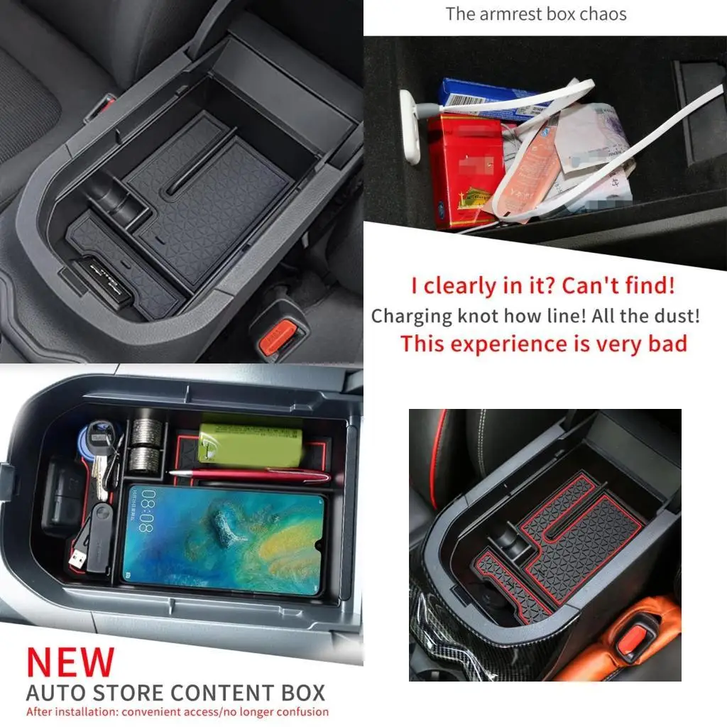 

652F Car Central Armrest for Seat Storage Trays Black Drawer Box Suitable for 19-20 Interior Accessorie