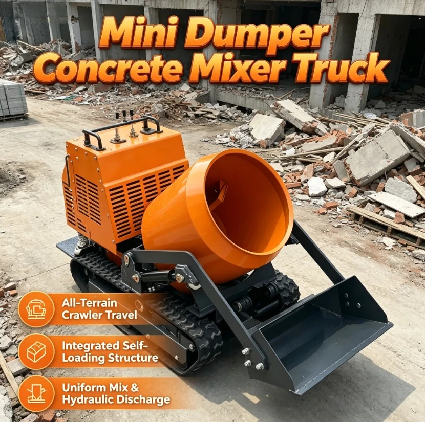 Customized 300L Mini Compact Concrete Mixer With Crawler Pump High-horse Engine For Construction Use Big Discount