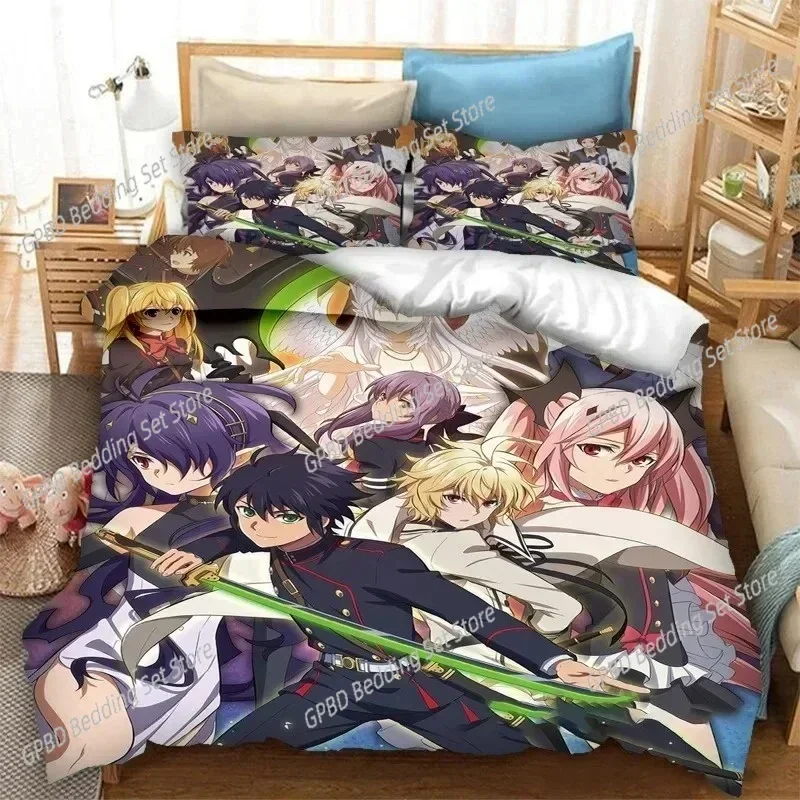 

3D Print Anime Seraph of the End Mikaela Hyakuya 3D Duvet Cover Bedding Set Comforter Linen Pillowcases Home Decor Single Double