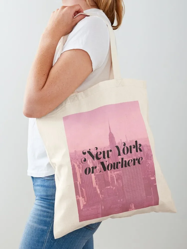 

New York or Nowhere - Pink Tote Bag cute tote canvas bags large Eco
