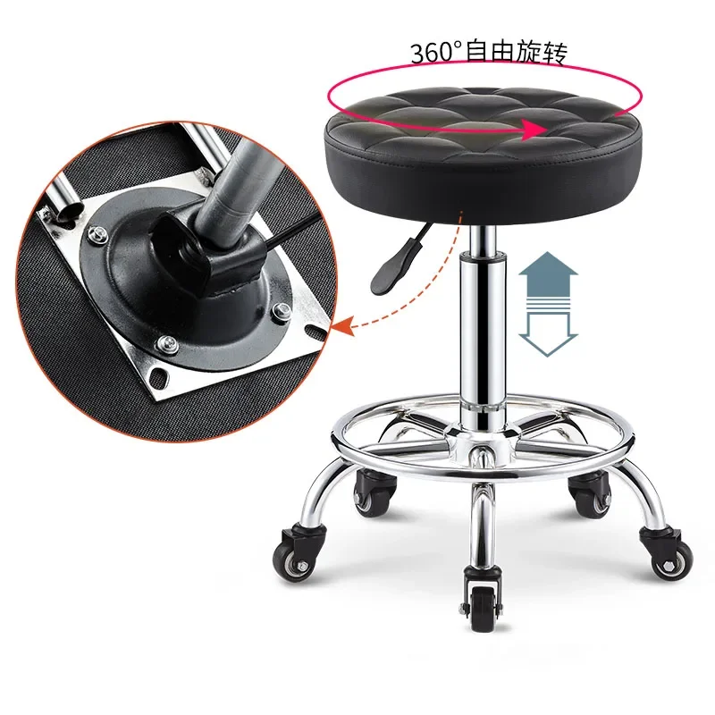 Hairdressing Chairs Furniture Beauty Makeup Salon Barber Styling Shaving With Backrest Chair Swivel Lifting Pulley Round Stool