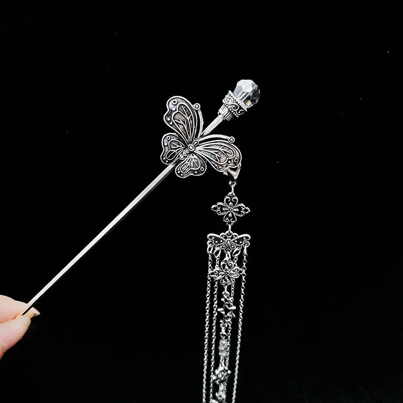

Ancient-style butterfly long tassel hairpin, new Chinese-style Hanfu horse face skirt, coiled hair hairpin headwear