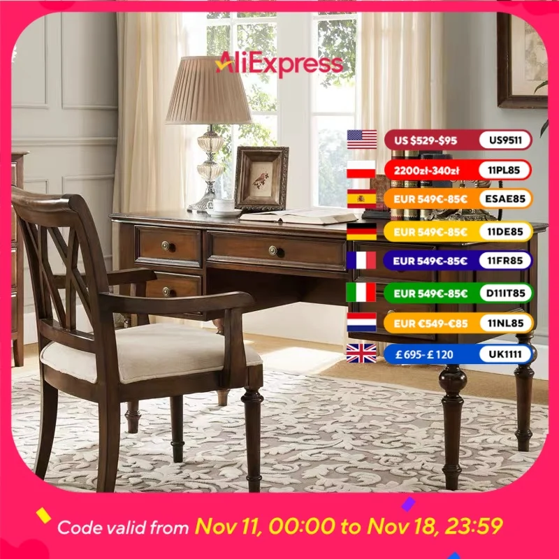 

Wooden Designer Office Desks Storage Drawers Asthetic Writing Studying Computer Desks Home Standing Scrivania Office Furniture