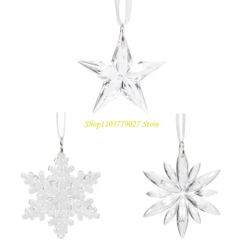 C4DF Beautiful Hangings Snowflake Pendant Drops for Seasonal Christmas Decoration