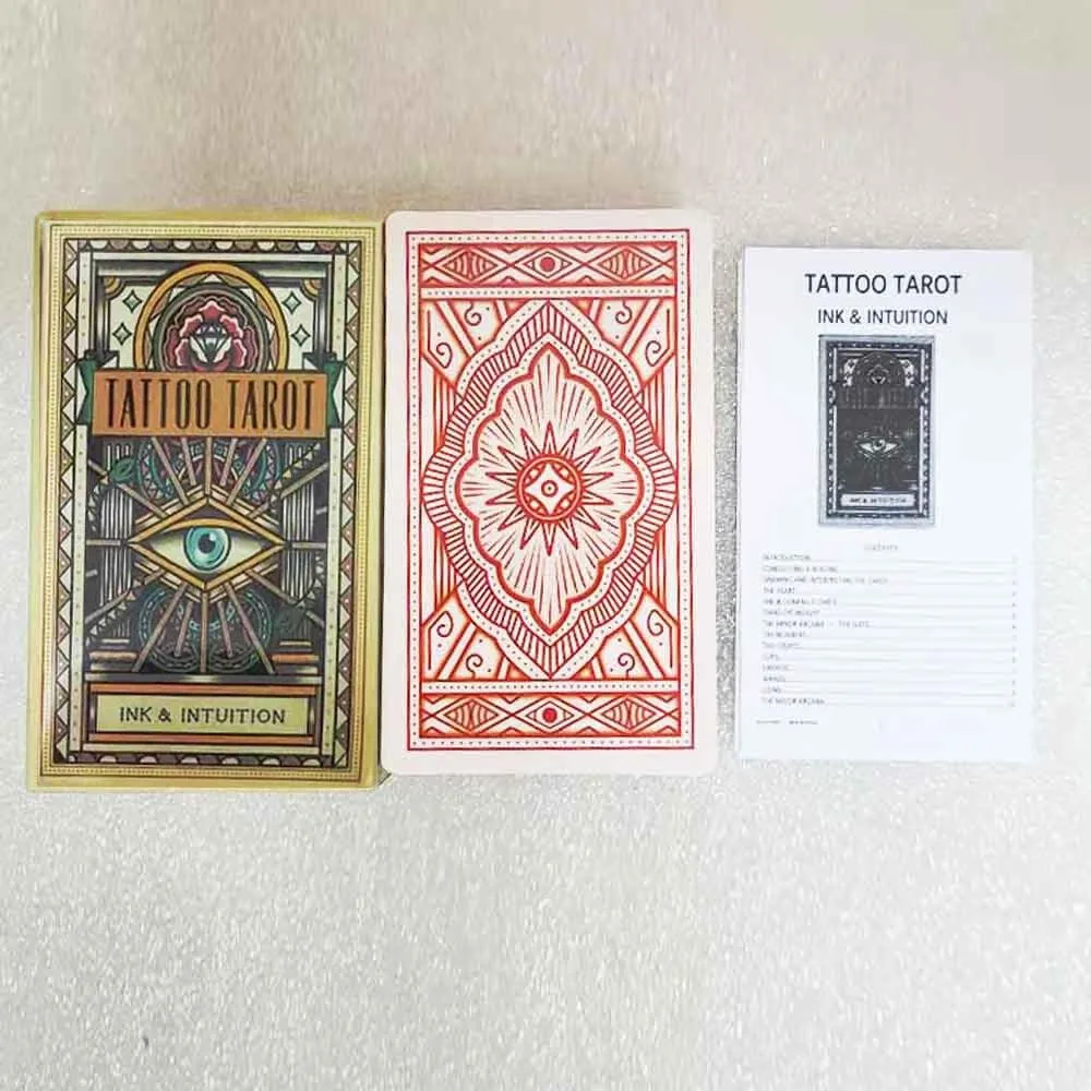 Tattoo Tarot Card | Big Size 12*7 cm | Fortune Telling Game | Divination Cards | with Paper Guide Book English Version | Origina