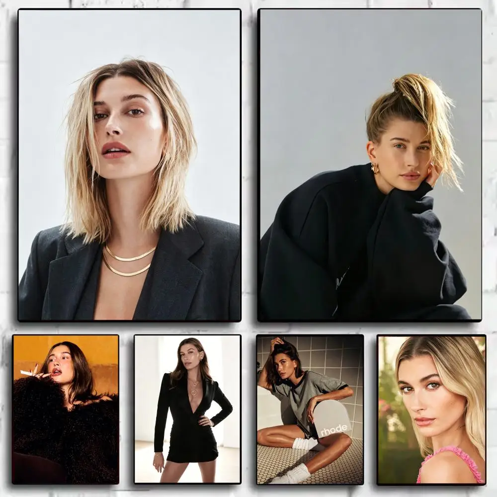 Super Model H-Hailey Bieber Poster Modern Aesthetic Wall Art Poster Minimalist Room Decoration Items