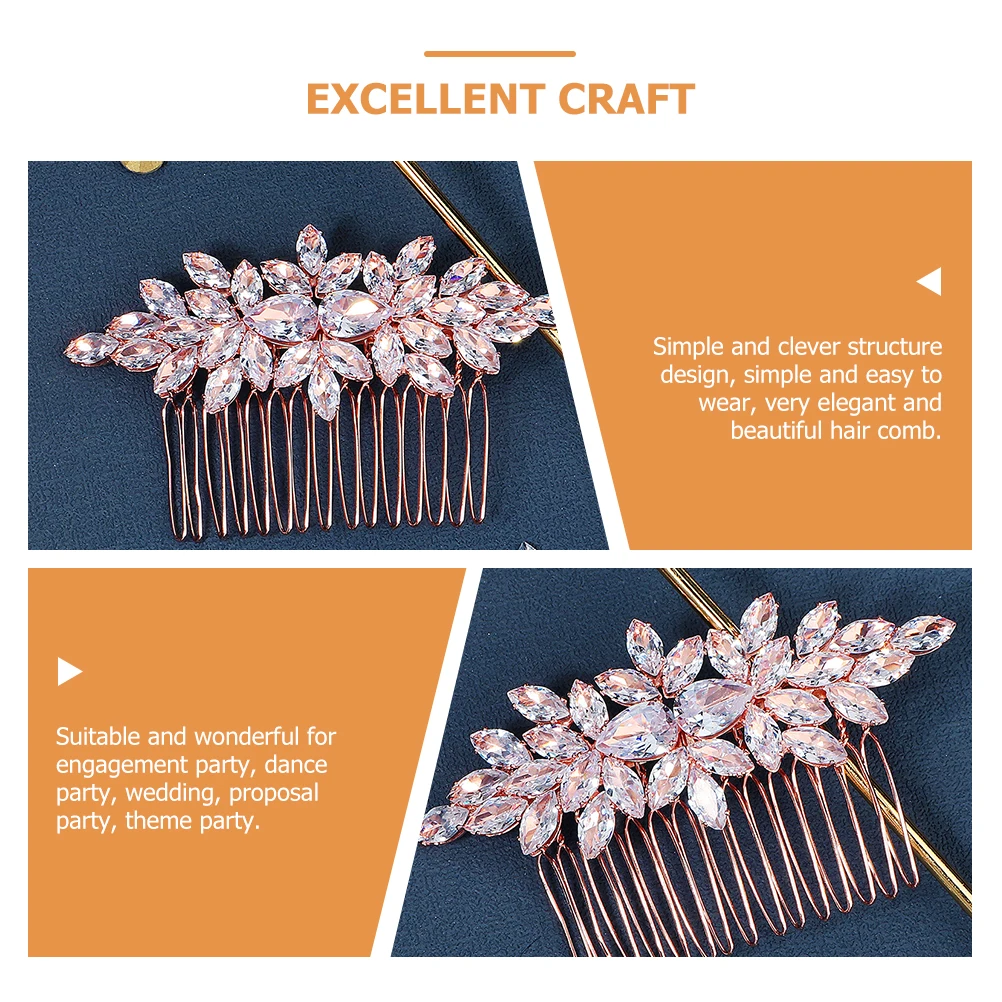 

Rhinestone Hair Comb Water Drop Zircon Bridal Wedding Accessories Elegant Hairpiece For Bridesmaids Women Girls Party Hairstyle