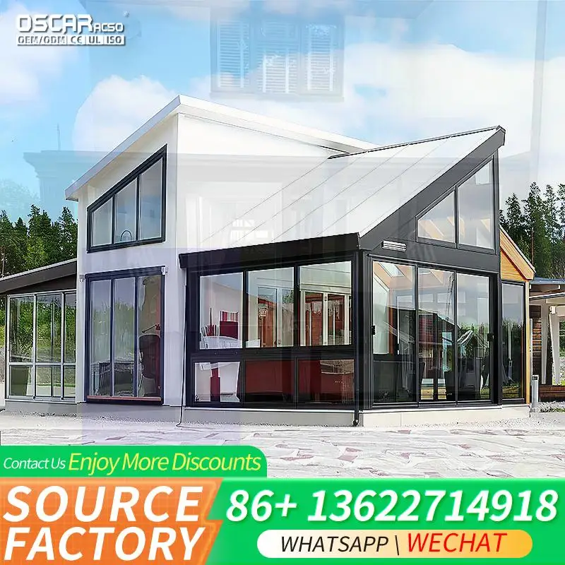 Outdoor Sunroom Conservatory with Tempered Glass Roof Modern Style Easy Installation 5+ Year Warranty sunroom