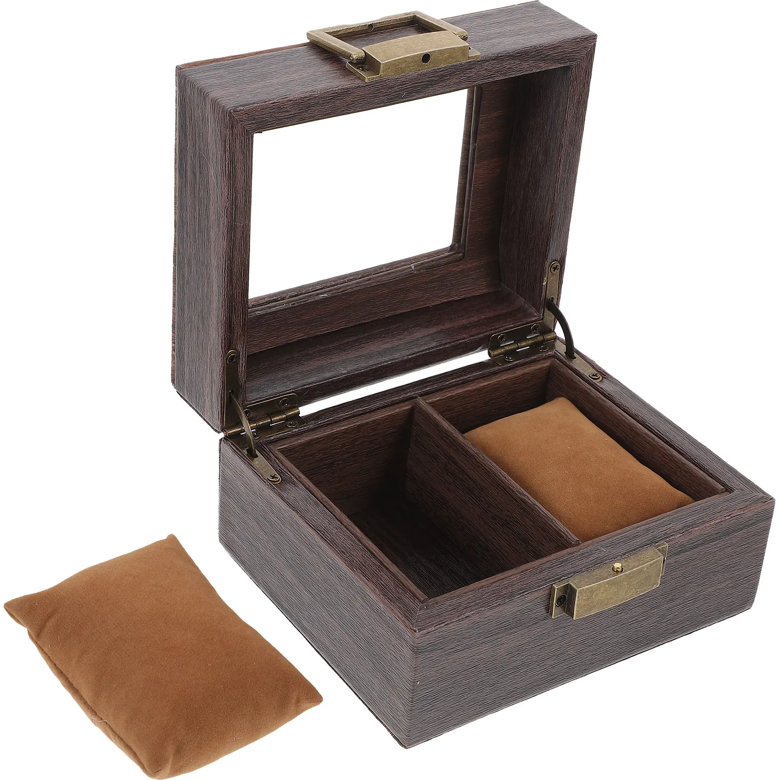 

Шкатулка для украшений в ретро-стиле из дерева, компактный органайзер для серег, колец, ожерелий, браслетов, деревянный футляр для демонстрации украшений