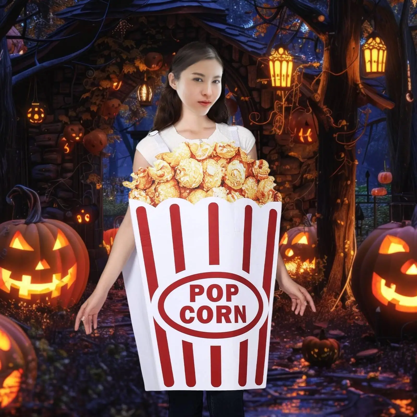 Halloween Popcorn Costume Cute Reusable Dress up for Holiday Halloween Party