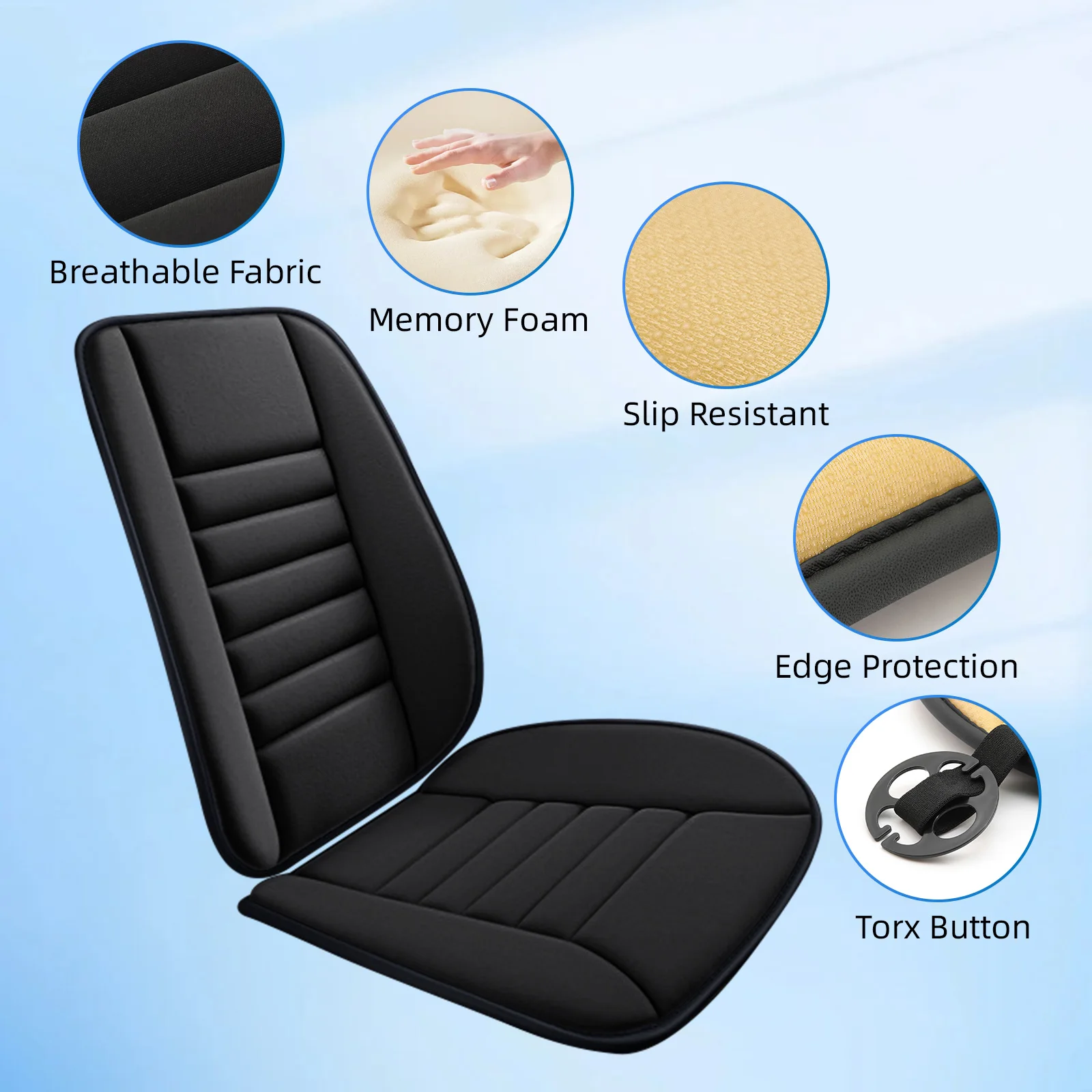 Universal Car Seat Cushion Slip Resistant Wear-resistant with Backrest Car Seat Cushion for All Seasons Interior Seat Covers Car