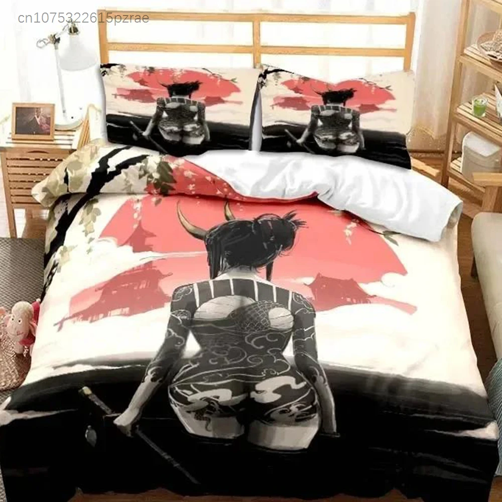 Japanese Samurai Bedding Set Soft Duvet Cover Set Men Teen Bedroom Single Double King Size Duvet Cover Pillowcase Boy Gift 3
