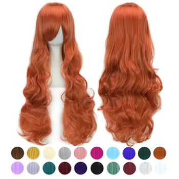 30 colori 32 pollici capelli sintetici lunghi ondulati parrucca da donna nero rosa rosso parrucche partito posticci parrucca Cosplay arancione Perruque