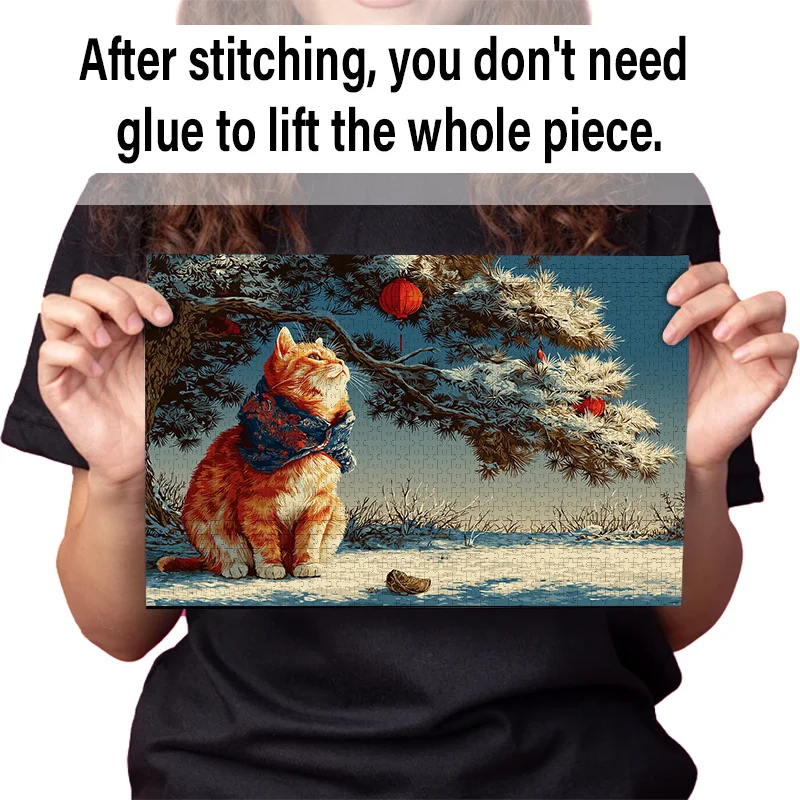 (一) 大人向けパズルの箱、タビーキャットのデザインが暖かいスカーフに包まれています - 傷つきにくい、高難易度、適切な難易度
