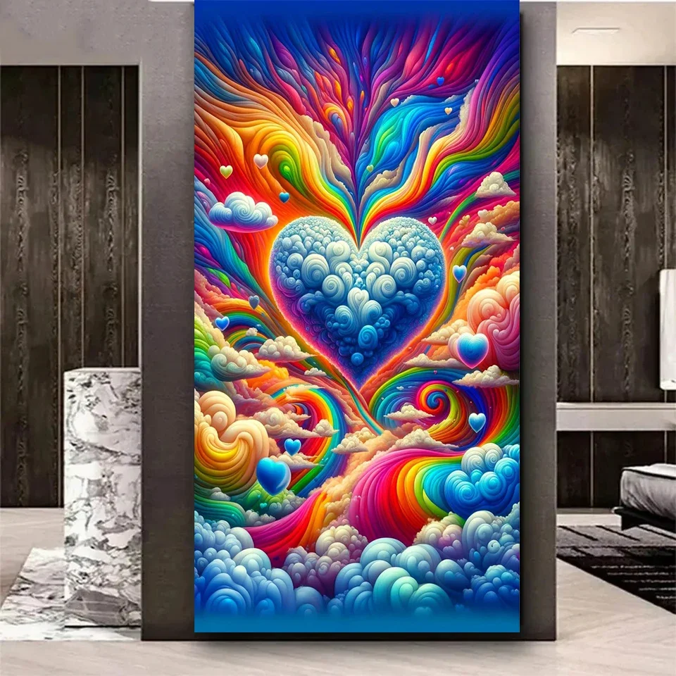 Heart pastel clouds valentine's Day Diy Diamond Painting Full Diamond Mosaic For Interior Large Home Decoration Abstract Art