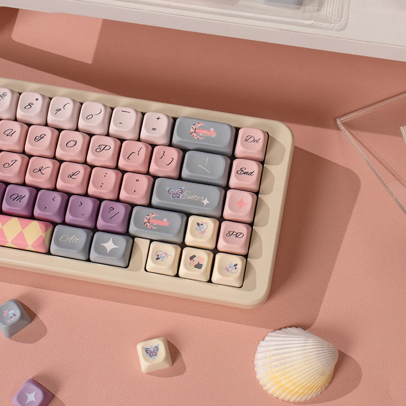 152 Keys MOA Profile Butterfly Keycaps Cute Keycaps Custom Keycaps PBT Dye-sub Keycaps for Mechanical Keyboard Keycaps Set