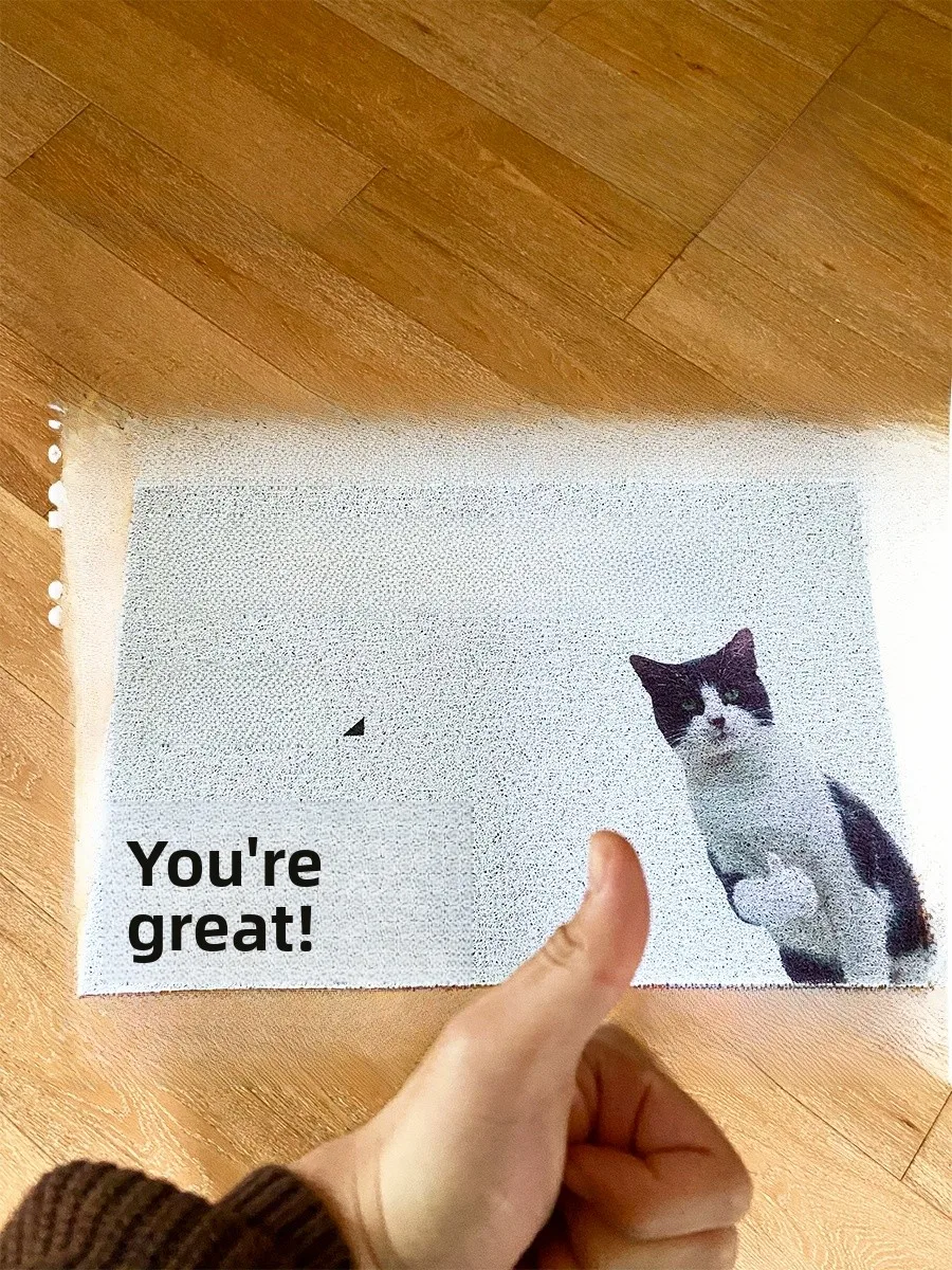 

Забавный коврик для собак из ПВХ, противоскользящий, износостойкий, для входа в дом, в корейском стиле, с цифровой печатью, длинный прямоугольный.