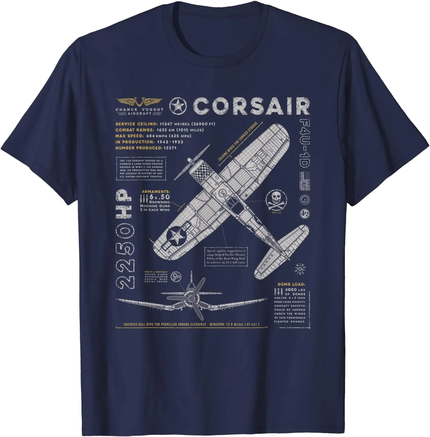 

F4U Corsair | WW2 Fighter Plane | US WWII Warbird Vintage Summer Cotton O-neck T-Shirt