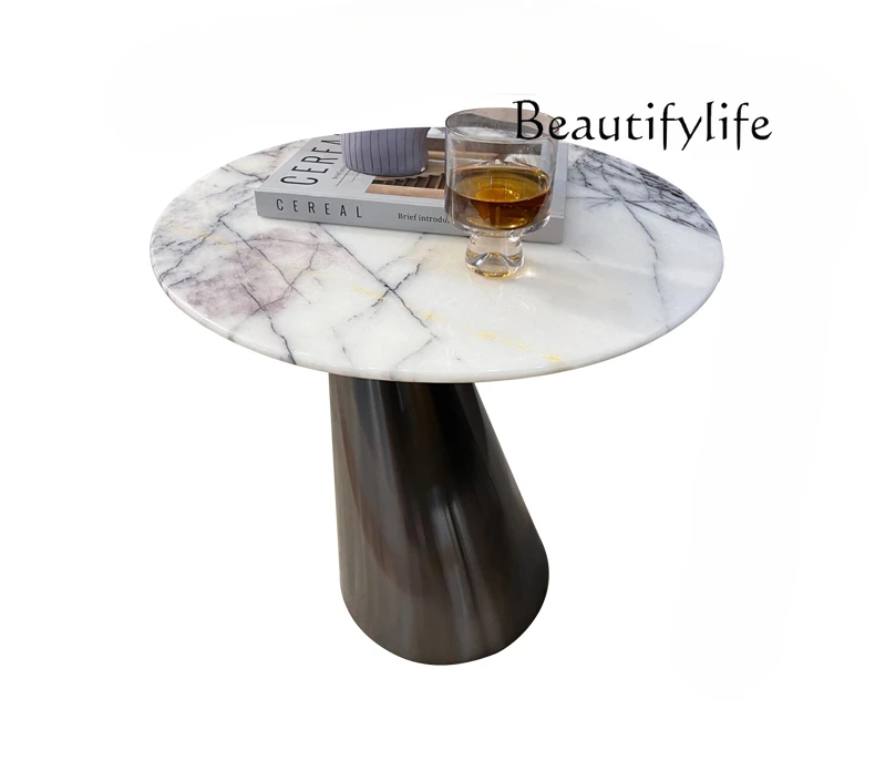 

Natural Luxury Stone Side Table Italian Minimalist round Creative Sofa Corner Table round Side Table