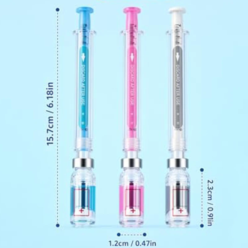 30Pcs Transparent Plastic Syringe Design Ballpoint Pens Multi Color Novelty Funny Party Favor Writing Tools