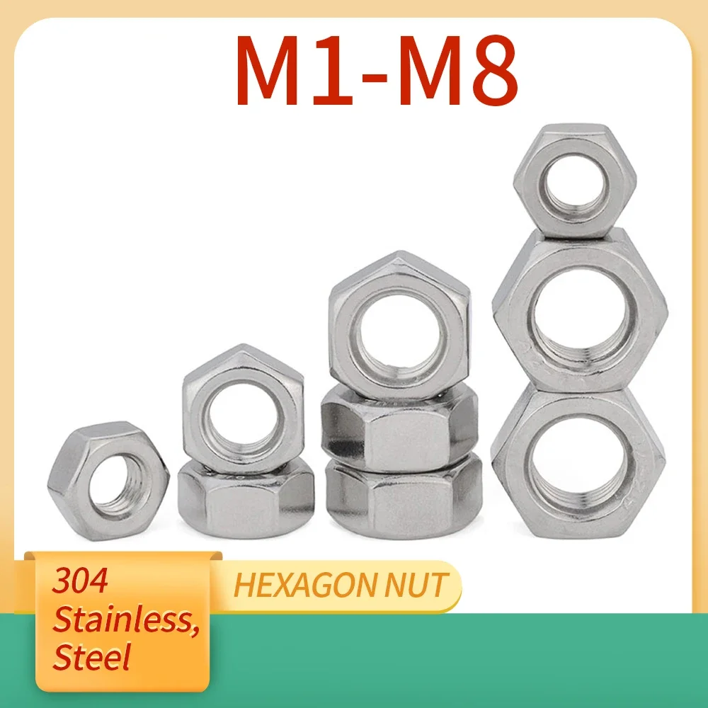 

5-20Pcs M1 M1.2 M1.4 M1.6 M2 M2.5 M3 M3.5 M4 M5 M6 M8 DIN934 Hex Hexagon Nut Screw 304 Stainless Steel