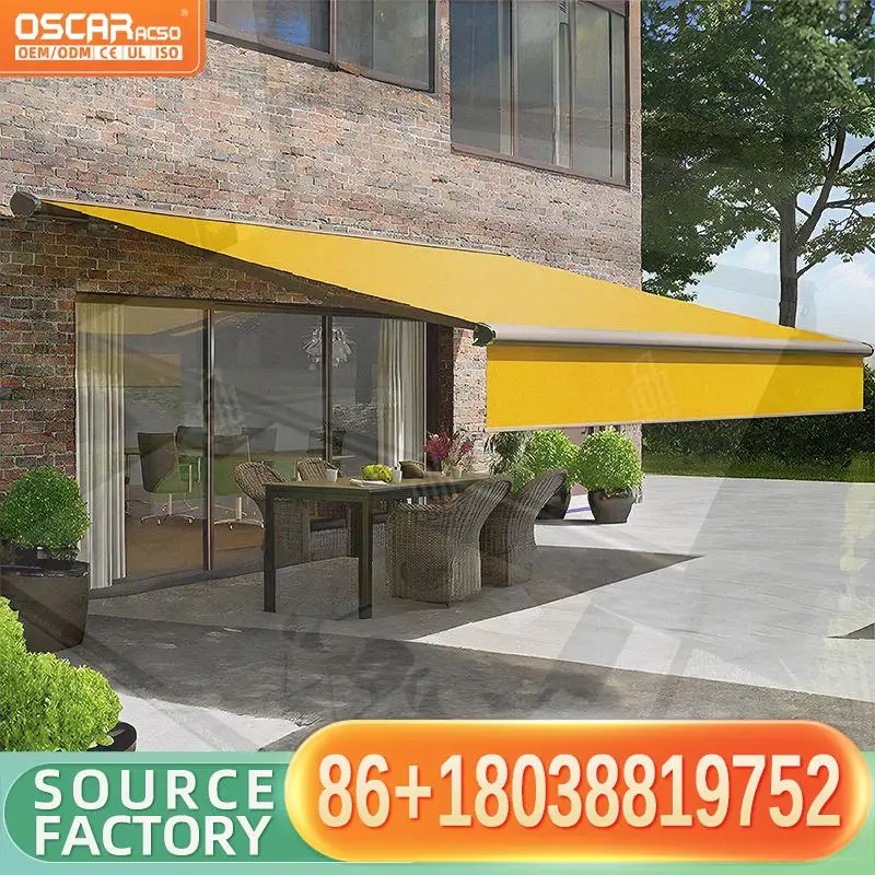 

Retractable Motorized Fabric Aluminum Folded Chain Arm Awnings for Patio Outdoor Backyard in European Regions Retractable Awning