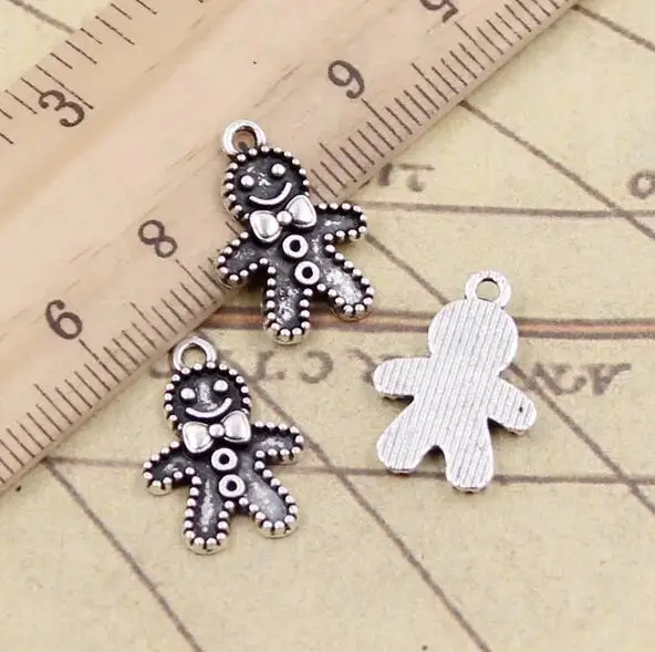 

40pcs 18x12mm Alloy Charms Gingerbread Man Cookies Christmas Pendants Antique Making EF3651