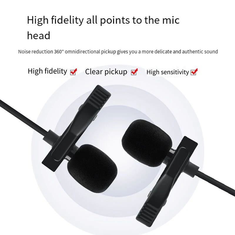 Microphone Lavalier téléphone portable vidéo en direct carte son caméra enregistrement entretien réduction du bruit Microphone, facile à utiliser C