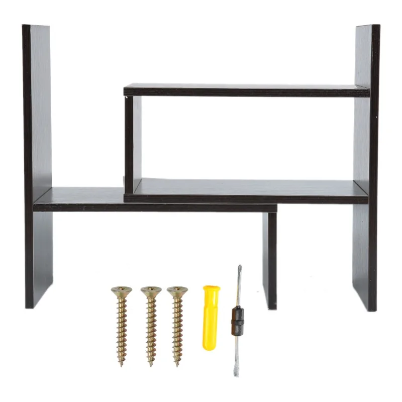 DIY Настольный Стеллаж Для Хранения Дисплей Полка Органайзер Столешница Книжный Шкаф Темный Орех