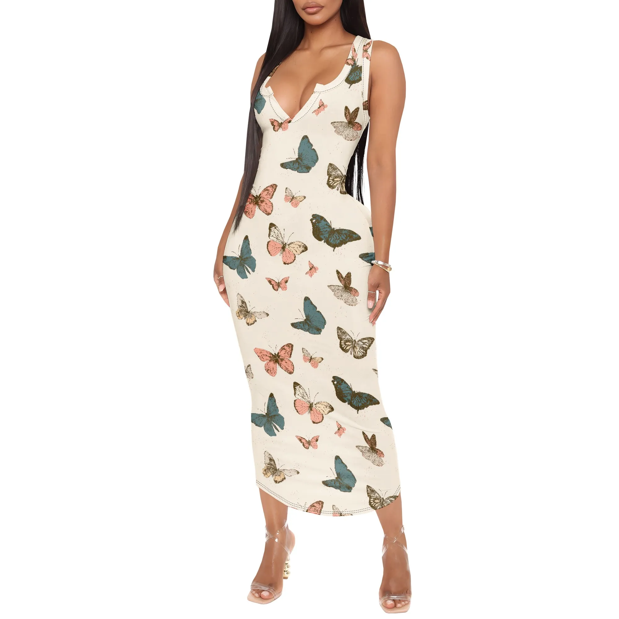 

Women's Sexy Bodycon Tank Dress Sleeveless Basic Midi Club Dresses