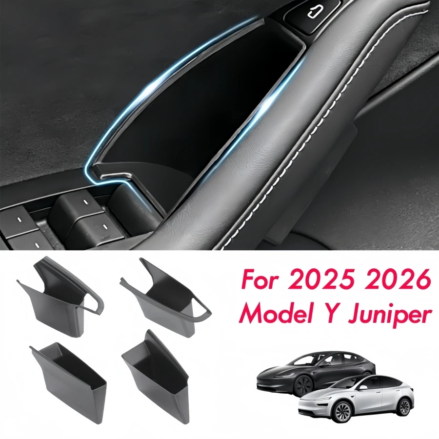 

4 шт. ящик для хранения боковой двери для Tesla Model Y Juniper 2025 2026 лоток-органайзер для боковой двери автомобиля для модели Y запуска передней и задней двери