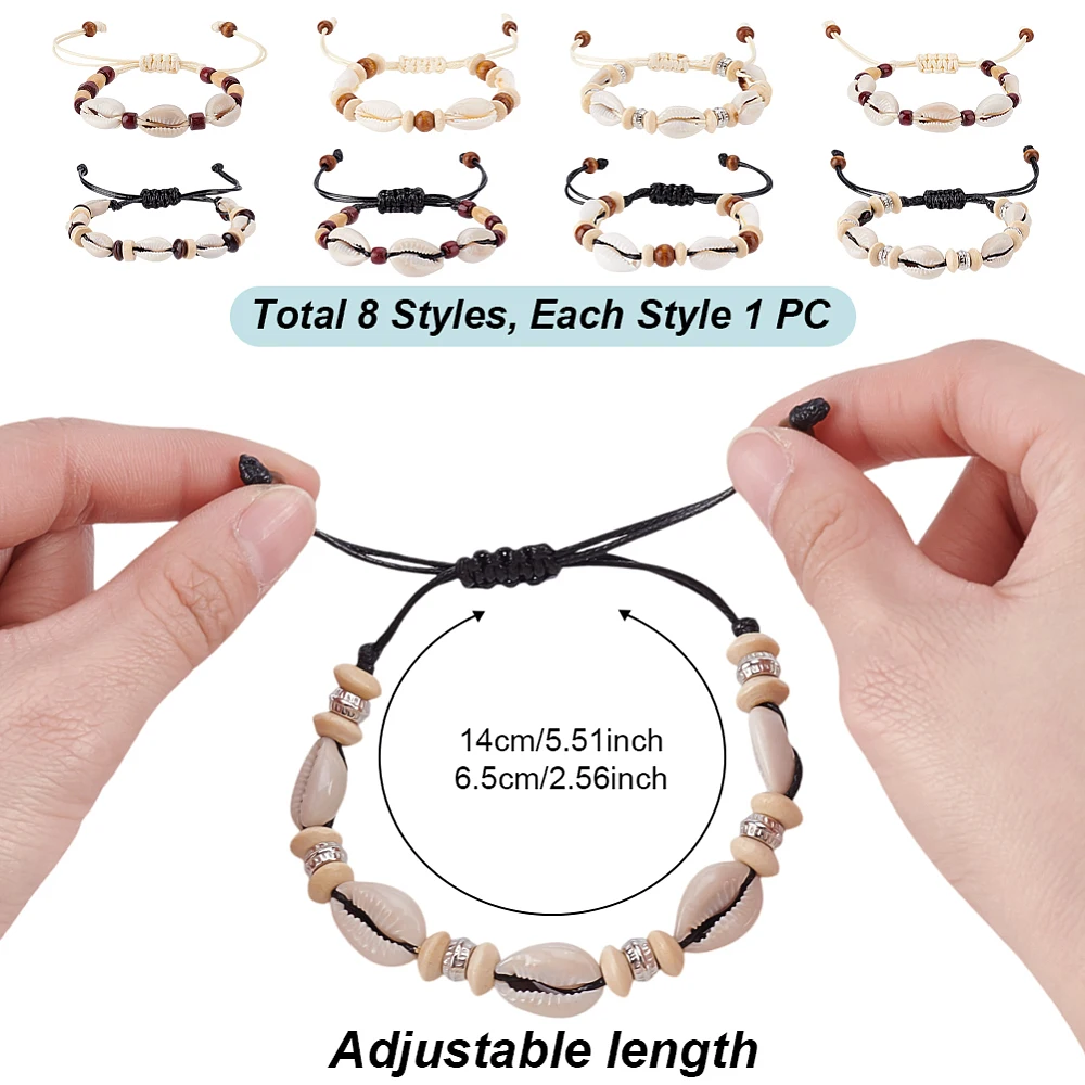 8Pcs Shell Ankle Bracelets 8 Styles Adjustable Seashells Ankle Jewelry Hawaiian Beach Seashell Bracelet Boho Shell Foot Chain