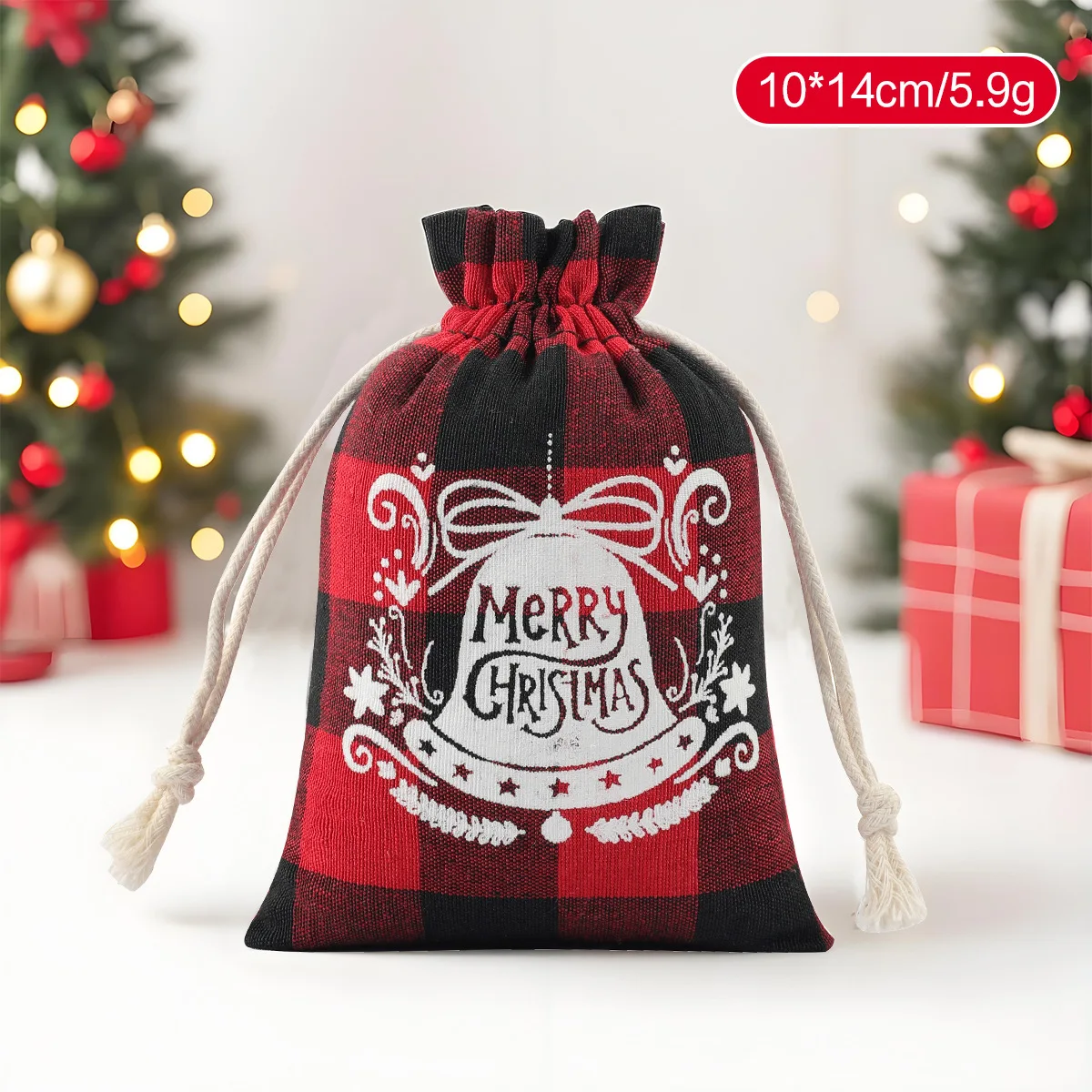 10x14 سنتيمتر عيد الميلاد منقوشة القطن الرباط الحقيبة عيد الميلاد الحلوى و كوكي كيس التخزين هدية الكريسماس حقيبة تغليف المجوهرات #3