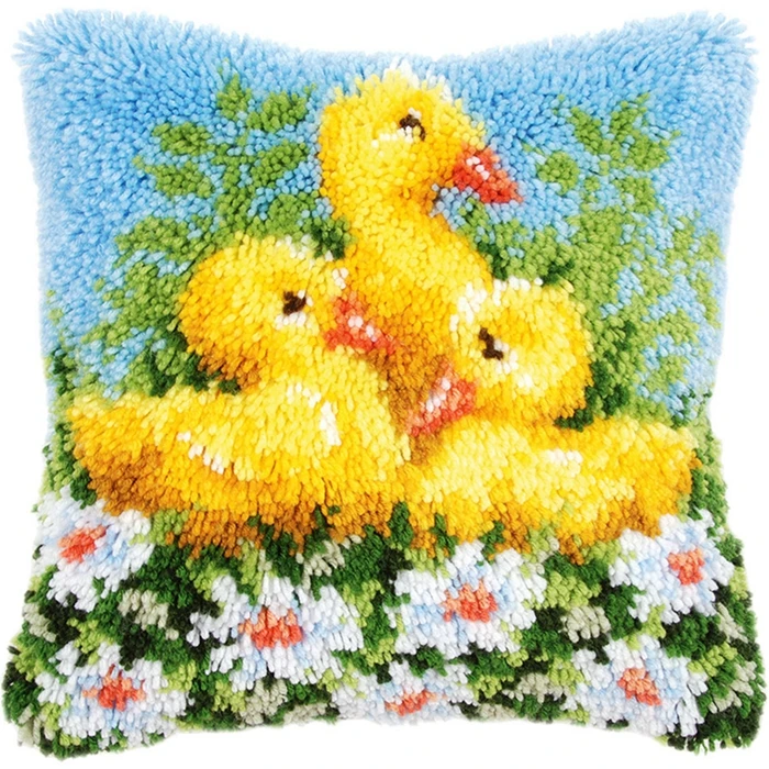 Cute Animal Latch hook rug kits pillow with Preprinted Canvas Cartoon Duck Dog Cat Embroidery kits cross stitch Latch hook kit view 2