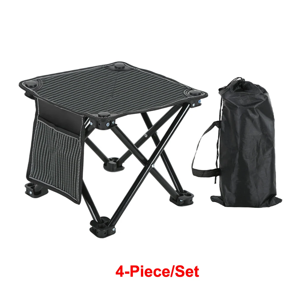 

Складной маленький табурет из 4 частей, портативный, для кемпинга и рыбалки на открытом воздухе, с сумкой для хранения, табурет из ткани Оксфорд с четырьмя ножками, L188